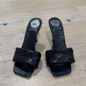 Vince Camuto Black Braided Slip-On Mules